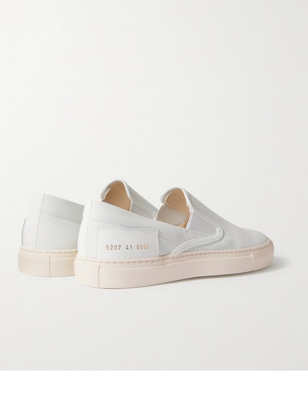 Common Projects White Slip-On Athletic Sneakers with Cream Sole